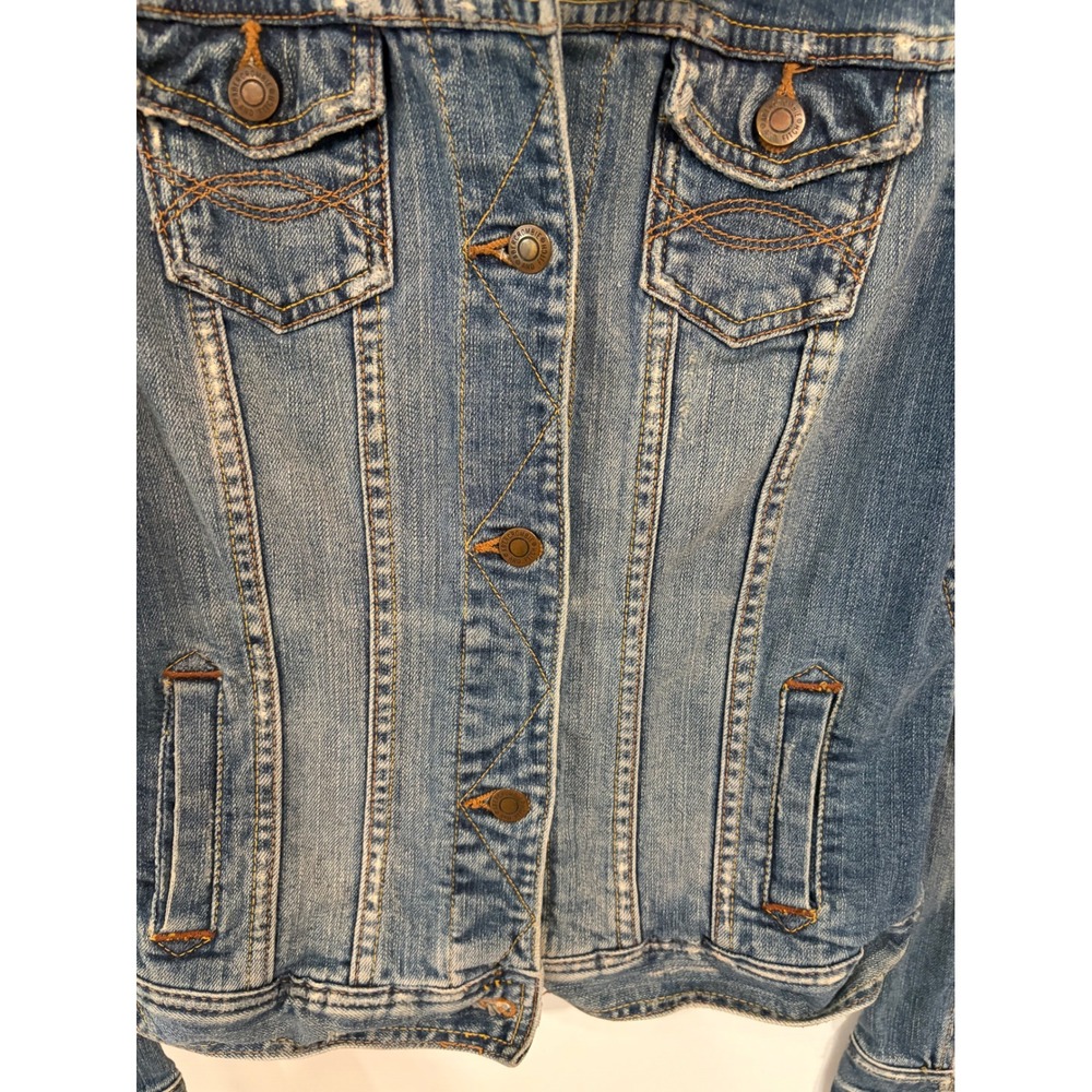 Vintage Y2K Abercrombie & Fitch Size Medium Fitted Denim Trucker Jean Jacket - Picture 3 of 6